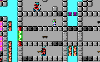 Commander Keen in Invasion of the Vorticons, Episode 3: Keen Must Die! He wears a pink shirt (!)